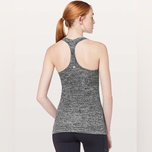 Lululemon Cool Racerback I Nulu Twillines White Black Yoga Workout Tank Size 8